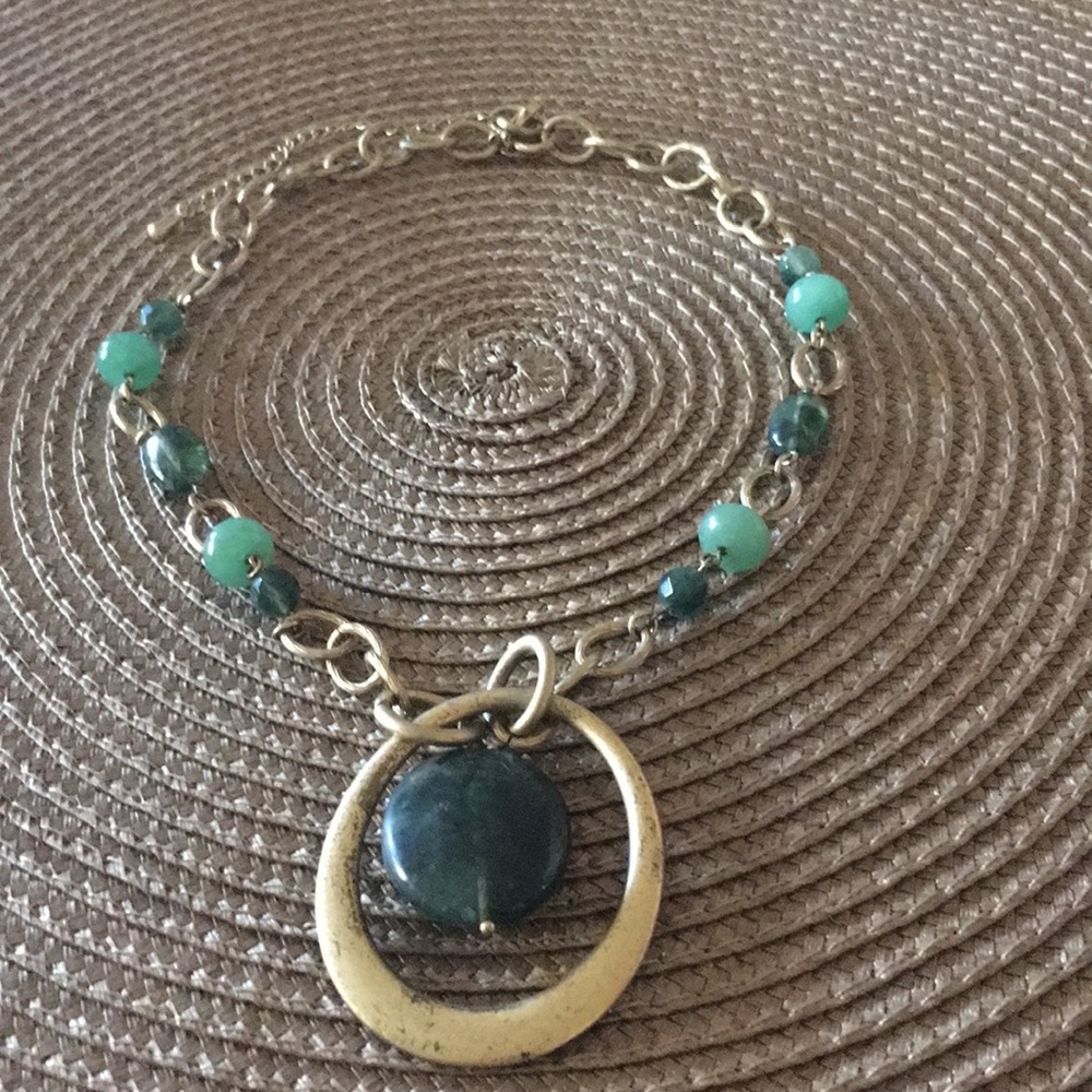 Lia Sophia Jade color stone Statement Necklace